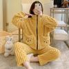 Cozy Coral Fleece Flannel Striped Loungewear for Plus Sizes (up To 220 Lbs) - Cute and Warm for Autumn and Winter