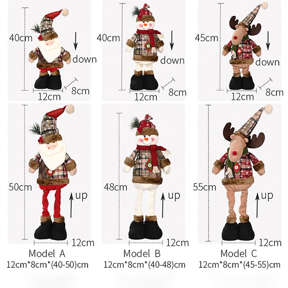 1pc/3pcs, Christmas Dolls Tree Decor New Year Ornament Reindeer Snowman Santa Claus Standing Doll Navidad Decoration Merry Chris