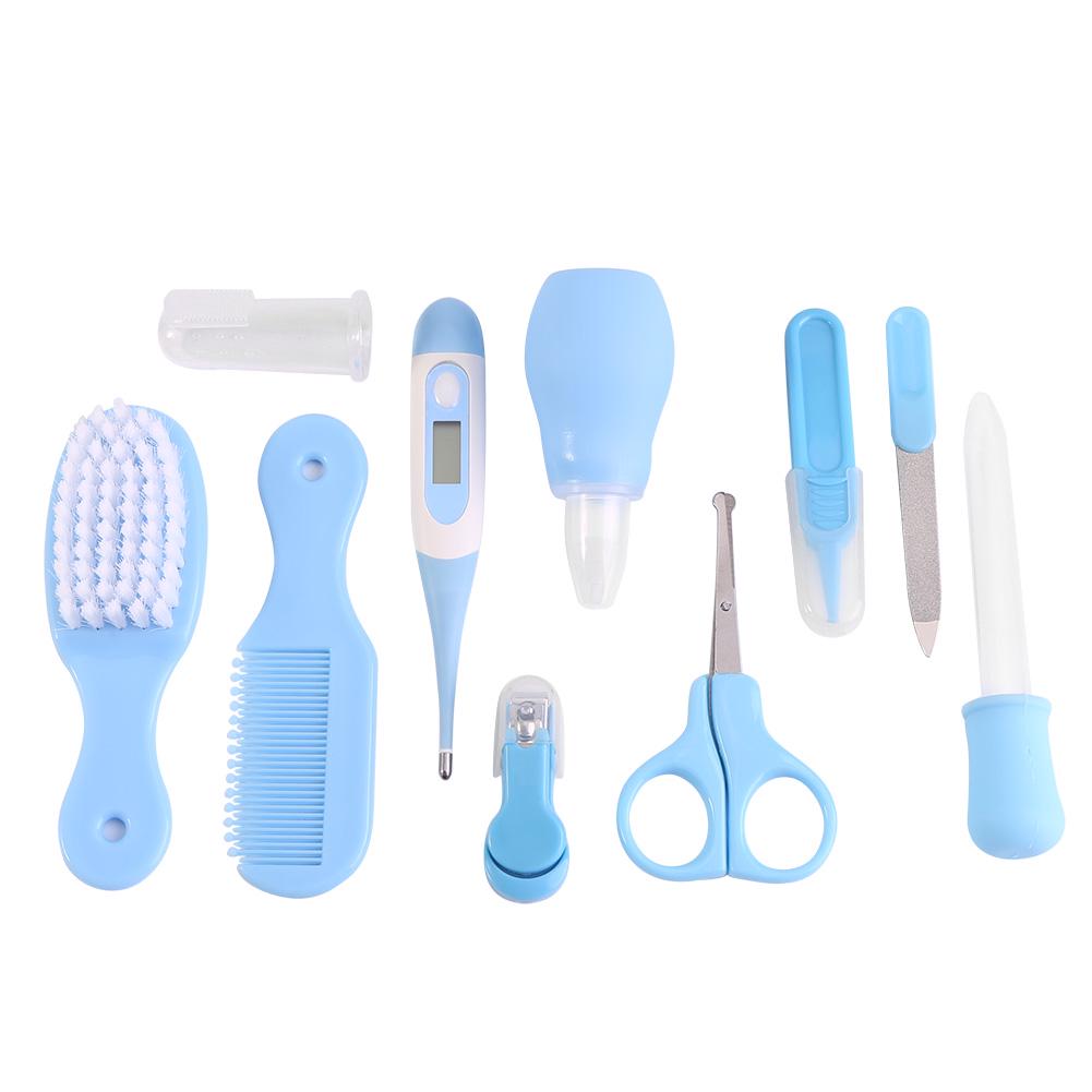 

10 pcsCelsiusset Infant Baby Health Care Kit Nail Hair Thermometer Grooming Comb Sets(Blue)