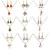 Women Girl Christmas Necklace Earring Set Alloy Plating Neck Chains Dangle Ear Loop Jewelry Gifts