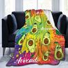 Avocado Cartoon Pattern Cute Throw Blanket Green Fruit  King Queen Size for Bed Sofa Couch Super Soft Warm Kawaii Flannel