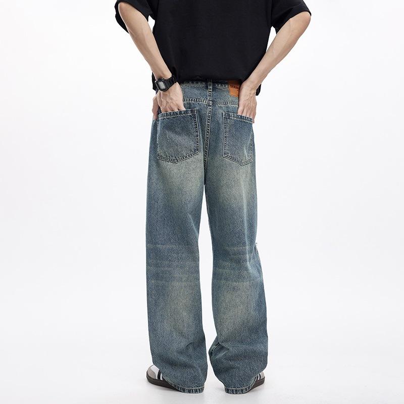 New Spring and Summer Men's Loose Wide-leg American High Street Jeans Long Trousers Men