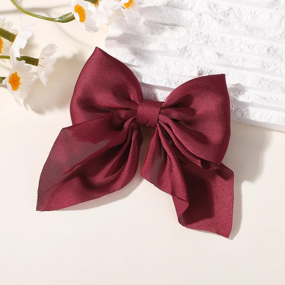 TĘCZOWE KOKARDY 2 SZT. Kokardy do włosów na kucyk dla dziewczynek Klips do włosów 3,3 cala Satynowe Jednokolorowe Spinki do włosów Damskie Grzywki Klips do włosów