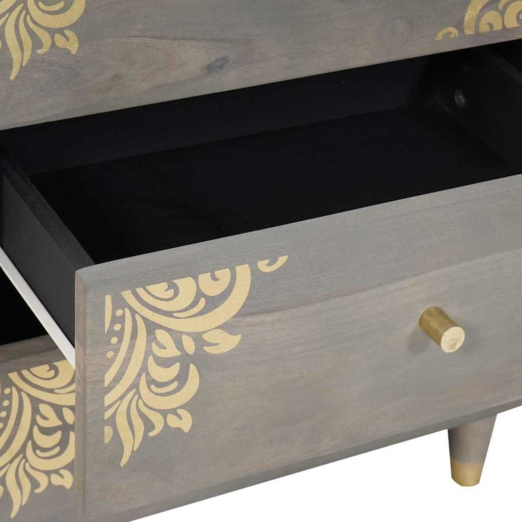 Nightstand with Drawers Gray 50 x 33 x 62 cm Solid Mango Wood