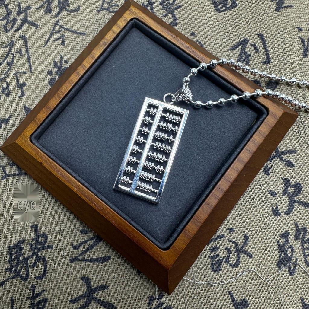 Abacus 99 Sterling Silver Long Sweater Chain Necklace: Women's Fashion Pendant, Versatile and Trendy High-End Design.