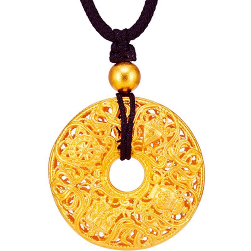 

Ожерелье золотого цвета с древними буддийскими восемью сокровищами и подвеской с безопасной пряжкой для мужчин и женщин 40CM золотой