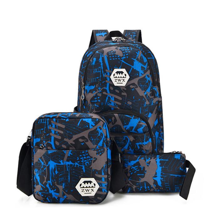 3pcs USB Male backpack bag set red and blue high school bag for boys one shoulder big student book bag men school backpack women