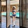 1011 new summer simple bikini two-piece set striped color matching fashion swimsuit sexy women's boxers vacation