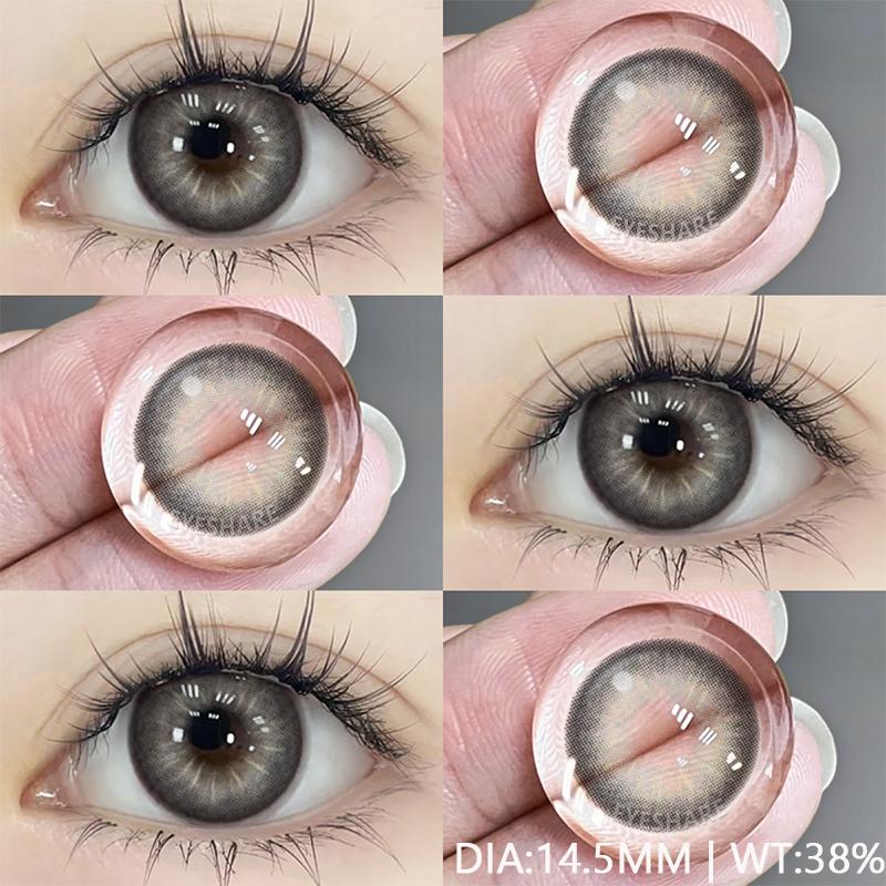 AMARA Neue farbige Kontaktlinsen für die Augen, 1 Paar, natürliche graue Linsen, braun gefärbte Pupillen, jährliche modische Beauty-Kontaktlinsen