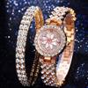 Women's Rhinestone Dial Quartz Watch & Starry Bracelet Gift Set: Simple & Stylish