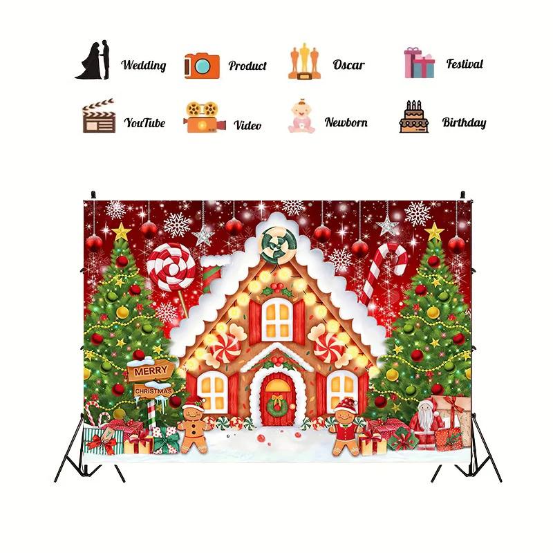 1pc Christmas Background Cloth, Christmas Ball Photography, Background Tapestry, Happy New Year, Family Party Decoration