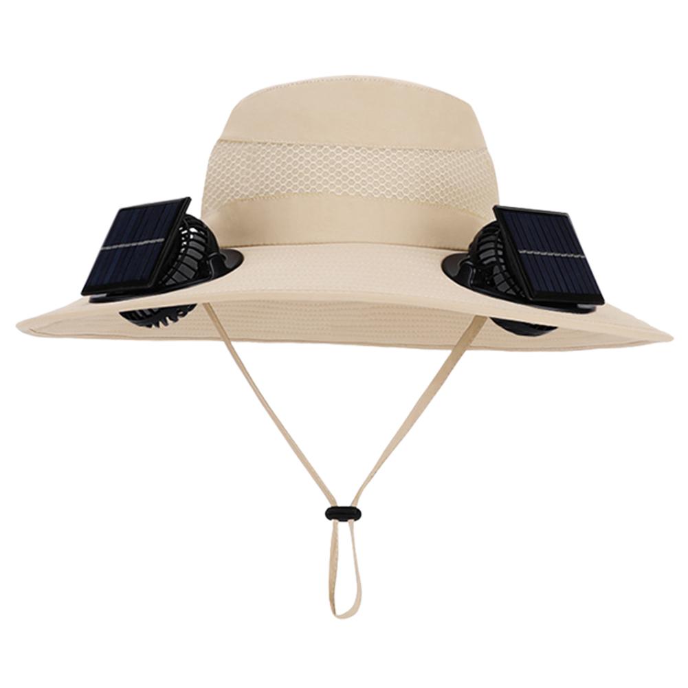 Solar Fan Hat with Solar/Charging Fan Sunshade Fishing Hat Waterproof Large Edge Cooling Hat for Outdoor Riding Hiking Fishing