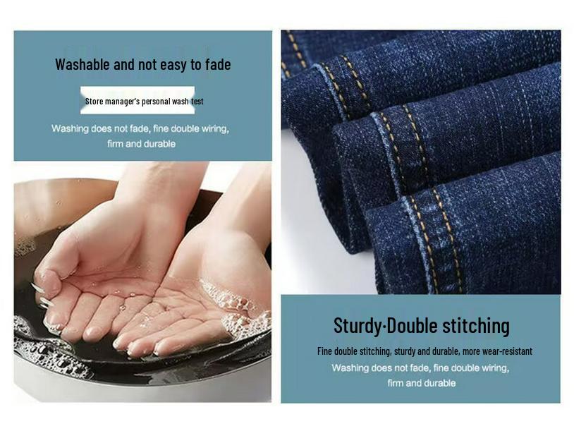 Men's High Waist Stretch Jeans - Autumn Loose Straight Leg, Plus Size Casual Pants