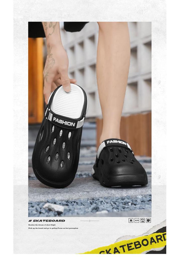 Men's Summer Closed-Toe Breathable Beach Sandals - Soft Sole Outdoor Slippers