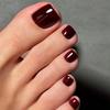 High-End Wine Red Press-On Toenail Art Pieces