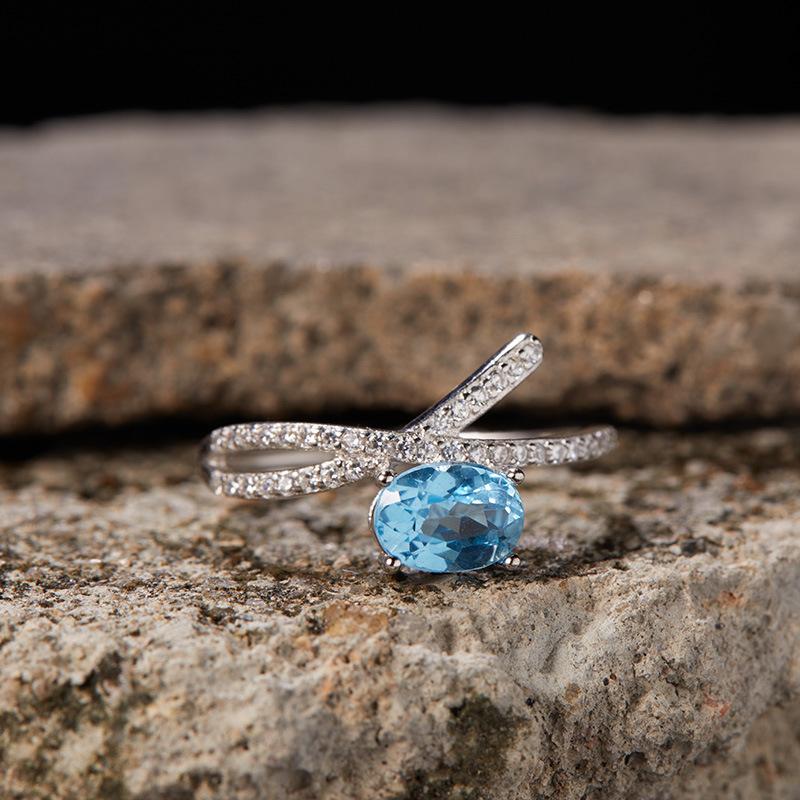 

S925 Sterling Silver Natural Topa Colored Treasure Ring Women S Bow Shape Design Women S Jewelry