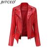 BITCED Studded Fashion Stand Collar Leather Jacket for Women - Solid Colour Spring/Autumn Outerwear - Studded Leather Jacket