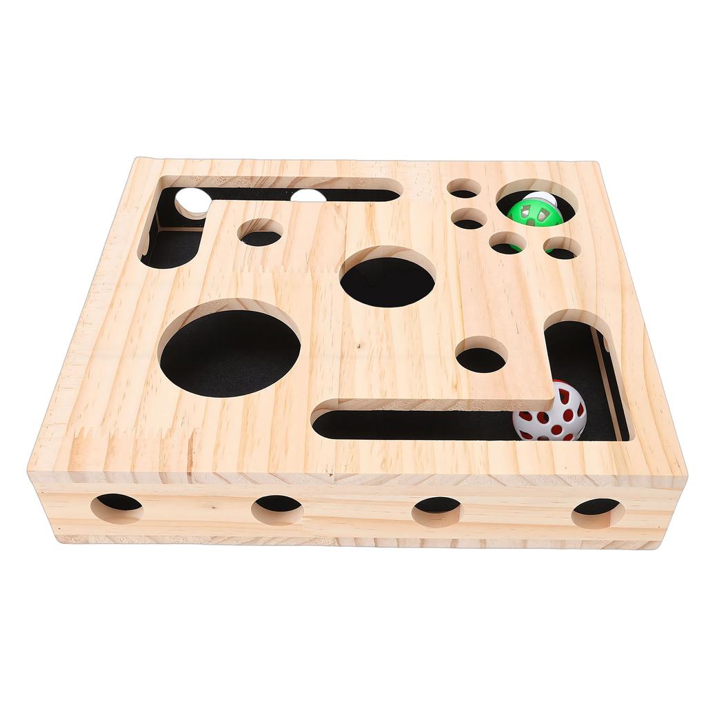 Cat Interactive Puzzle Box Toy Solid Wood Intelligence Training Cat Scratch Enrichment Box for Indoor Kitten Kitty