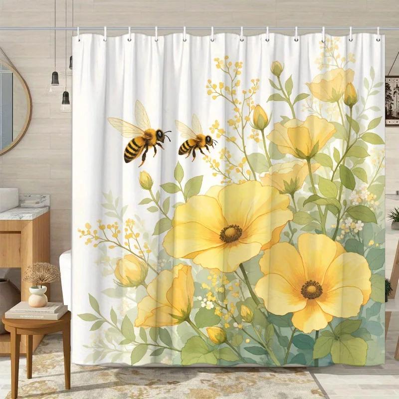 

Гобелен «Цветение весны» - Пчелы и желтые цветы Настенное панно для гостиной, спальни - Вдохновлено природой и W90xH180cm