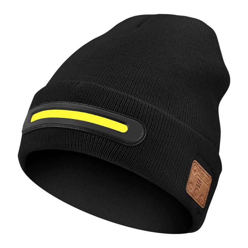 Wireless Bluetooth 5.4 Music Beanie Hat with LED Headlight, IPX5 Waterproof Stereo Headphones for Outdoor Sports
