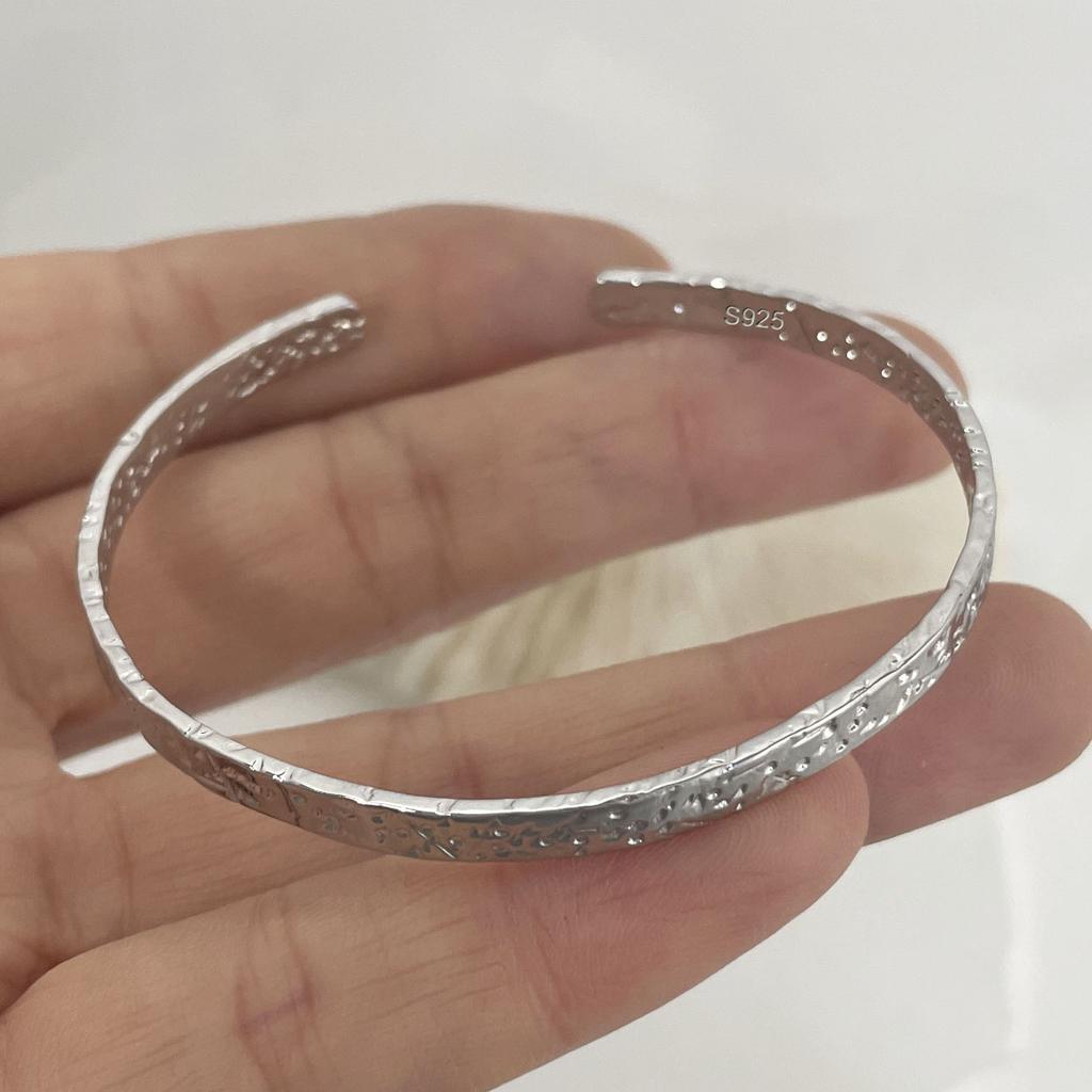 100% Massives 925 Sterling Silber Metallarmband für Damen Herren Vintage Handgefertigt Schlicht Geburtstag Geschenk S-B451
