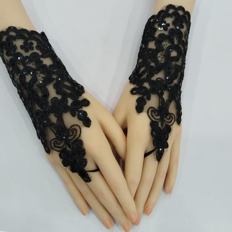 Elegant Lace Bridal Fingerless Gloves Women Fashion Short Gloves for Wedding Party Opera Prom Halloween