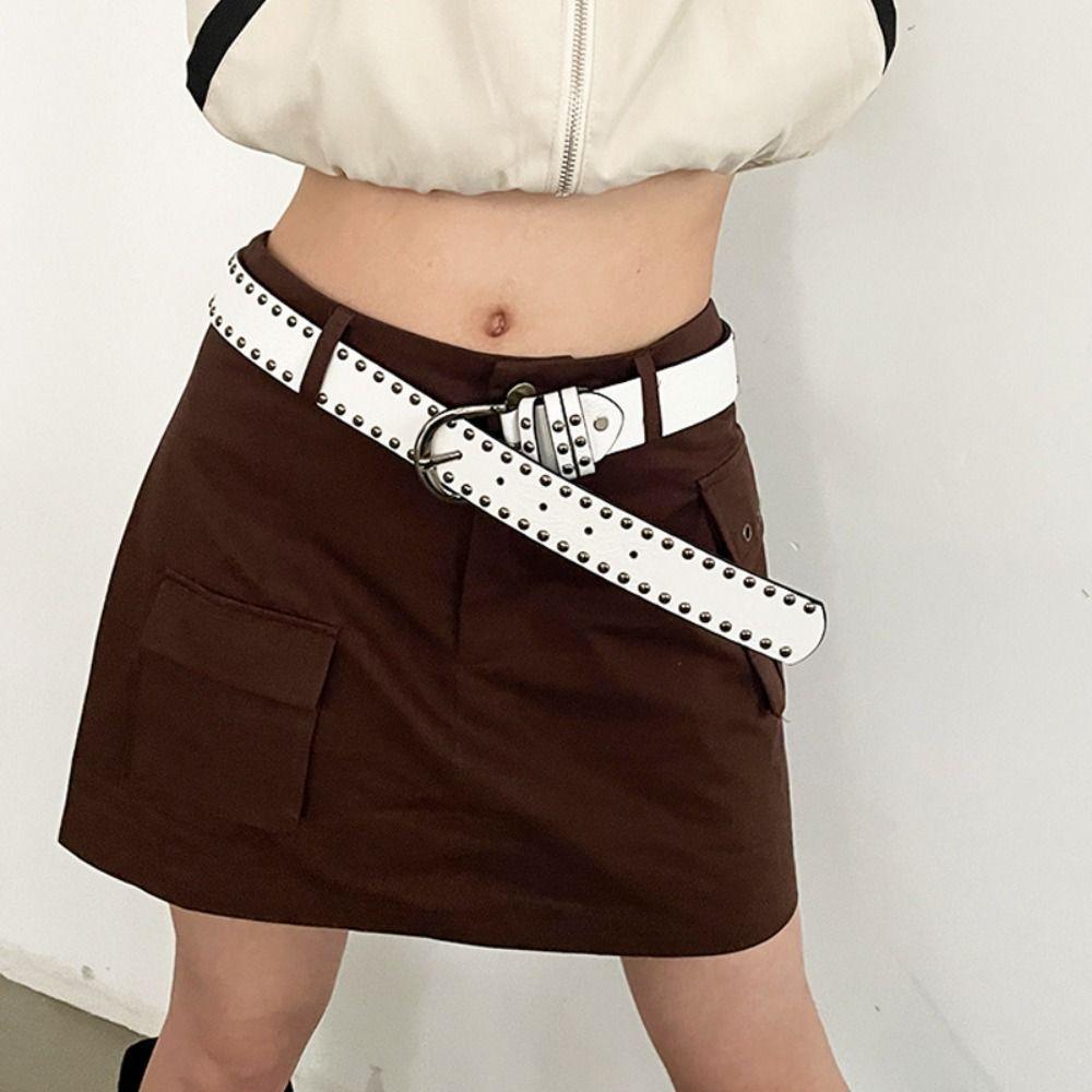 Zinc Zinc Alloy Pin Buckle Waist Belts Rivet Waist Belt for Women Casual Waistband Women