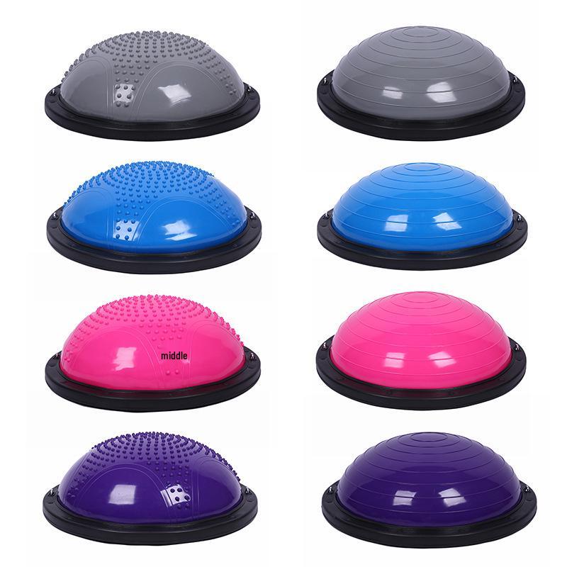 Yoga Semi-Circular Balance Ball: Thickened, Explosion-Proof Pilates Fitness Ball with Striped Wave Design.