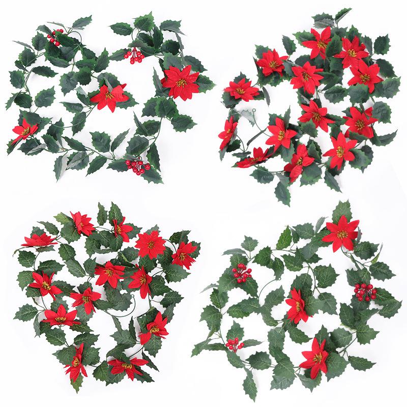 Christmas Rattan European And American Home Decoration Arrangement Artificial Fake Leaves Simulation Christmas Decoration Rattan
