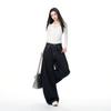 Women's Non-Sticky Wide-Leg Jeans: Spring Loose, Curved Style, Slim-Fit Pants