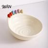 Kitchen Fruit Serving Set Bowl with 6 Colorful Forks Large Capacity Spiral Hygienic Bottom Fork Storage Hole for Snacks And Parties Dopamine Color