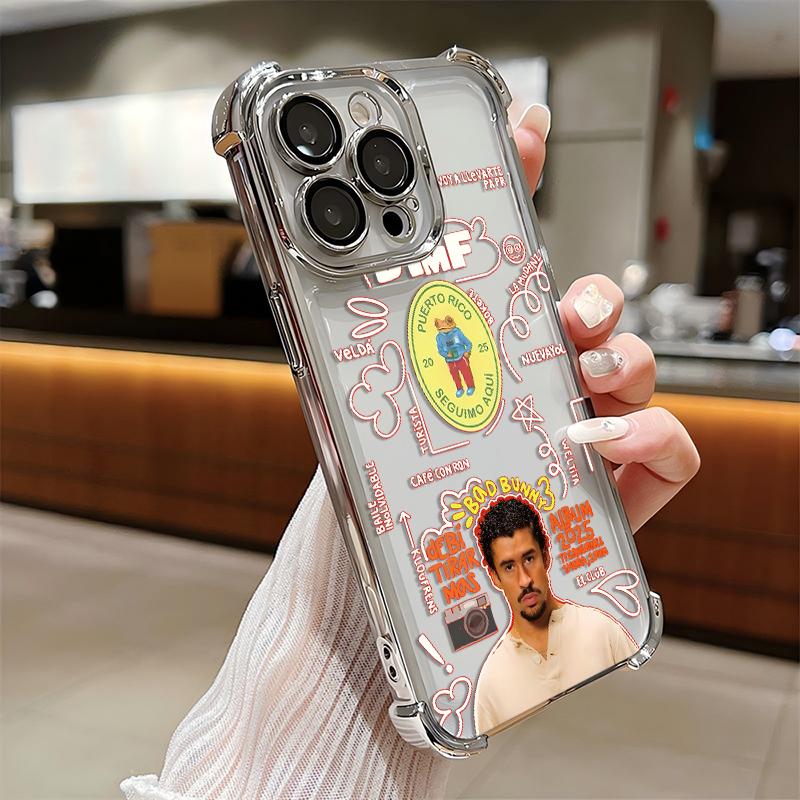 Popular male singers B-Bad and B-Bunny Plating Phone Case For iPhone 17 16 15 14 13 12 11 Pro Max X XR XSMax 7 8 Mini Air Plus