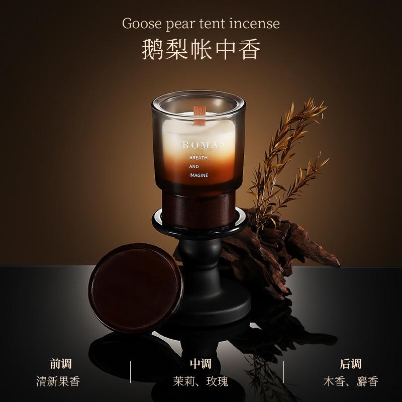 Scented Candle Wooden Base Indoor Bedroom Fragrance Ornament