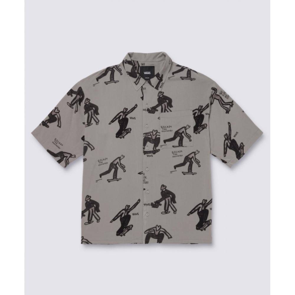 

Футболка с коротким рукавом VANS Boleyn Asia Artist Collection, серая с принтом скейт VN000J2XDGC1