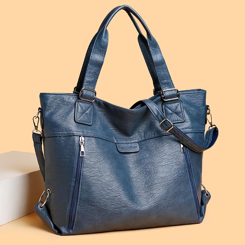 Soft Leather Handbag Women's Shoulder Crossbody Bag Large Capacity Tote Bag Mother's Bag