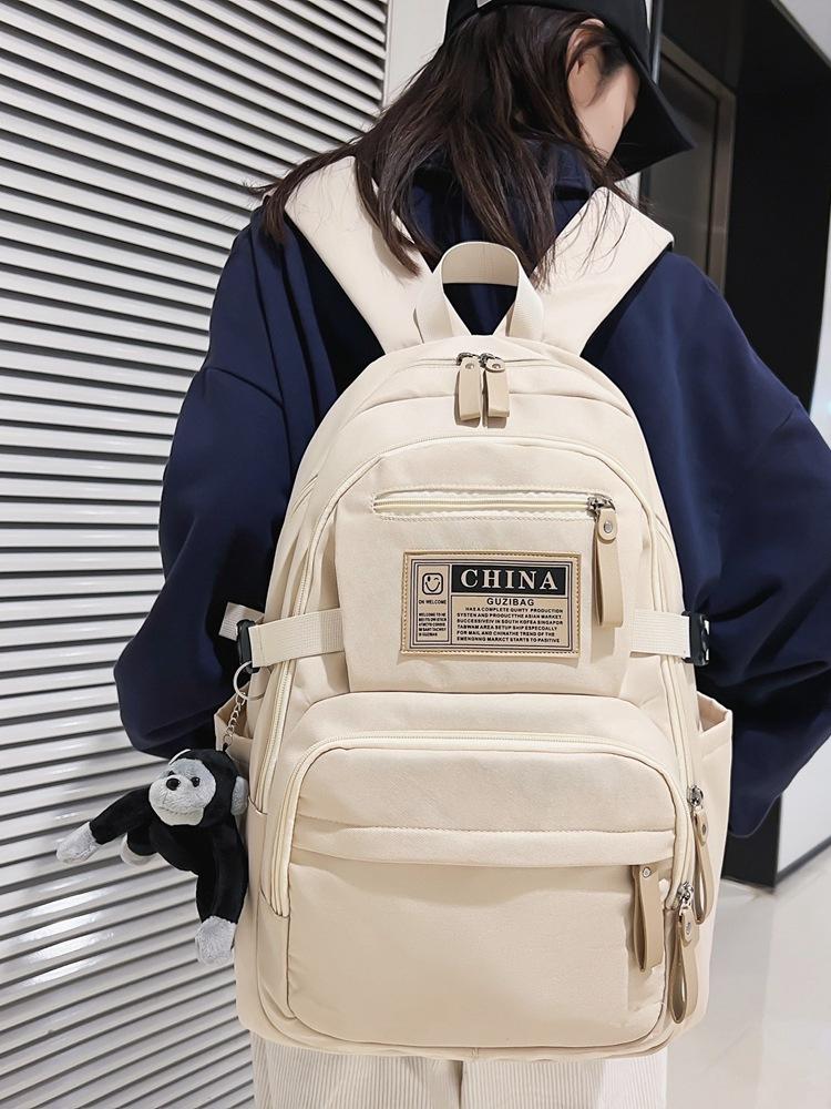 

Backpack Girls School Bag High School Student Junior High School Student Bag Versatile Large Capacity Backpack Men білий