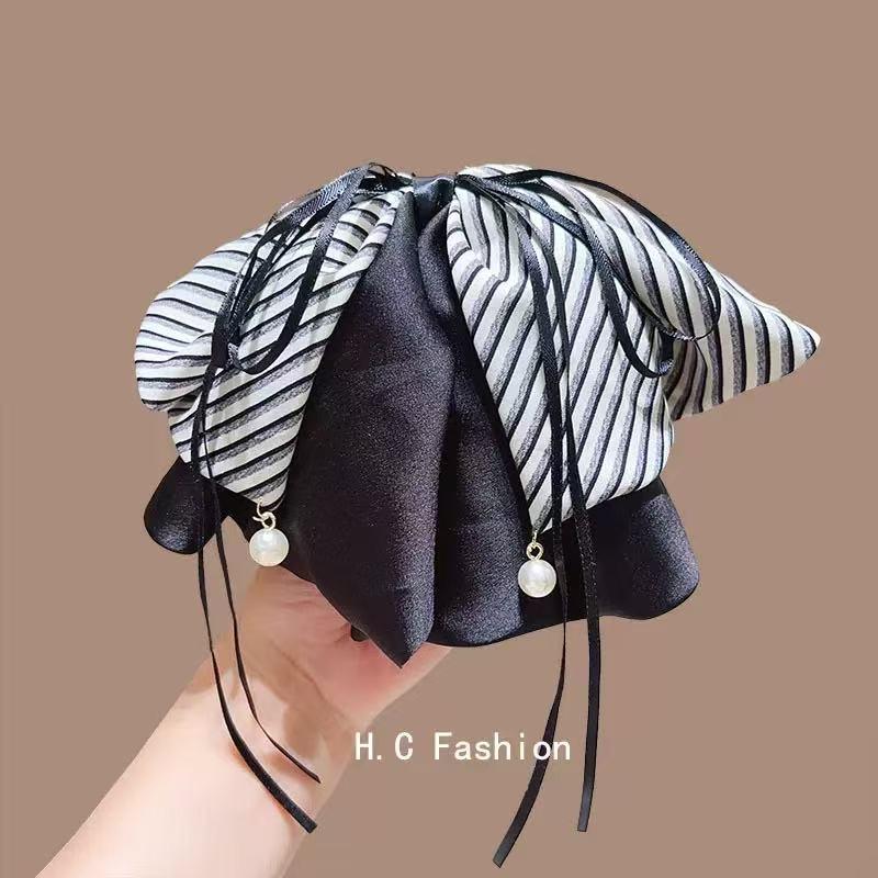 Элегантная заколка-бант в полоску для волос - Роскошная женская модная заколка для хвостов