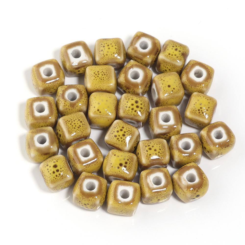 10pcs/lot Colorful Square Ceramic Beads Floral Glaze Porcelain Bead for DIY Bracelet Necklace Charms  Jewelry Making Supplies