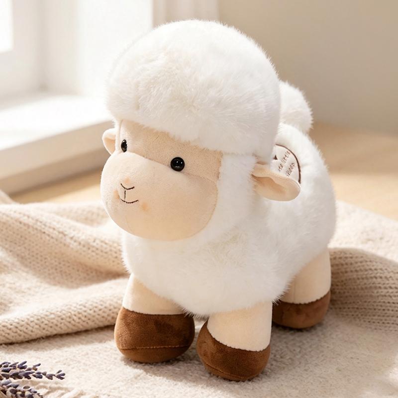 Kugeliger Lächeln Kleines Schaf Gerader Pony Plüschtiere Weiche Flauschige Kleine Schafpuppe Liebevoll Warm Umarmung Beruhigung Tierpuppe 35cm