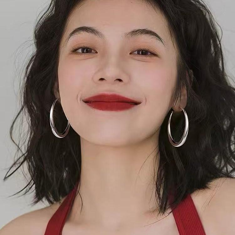 Temperament Large Circle Earrings, Plain Circle New Popular Earrings, Female Niche High-end Earrings 30MM