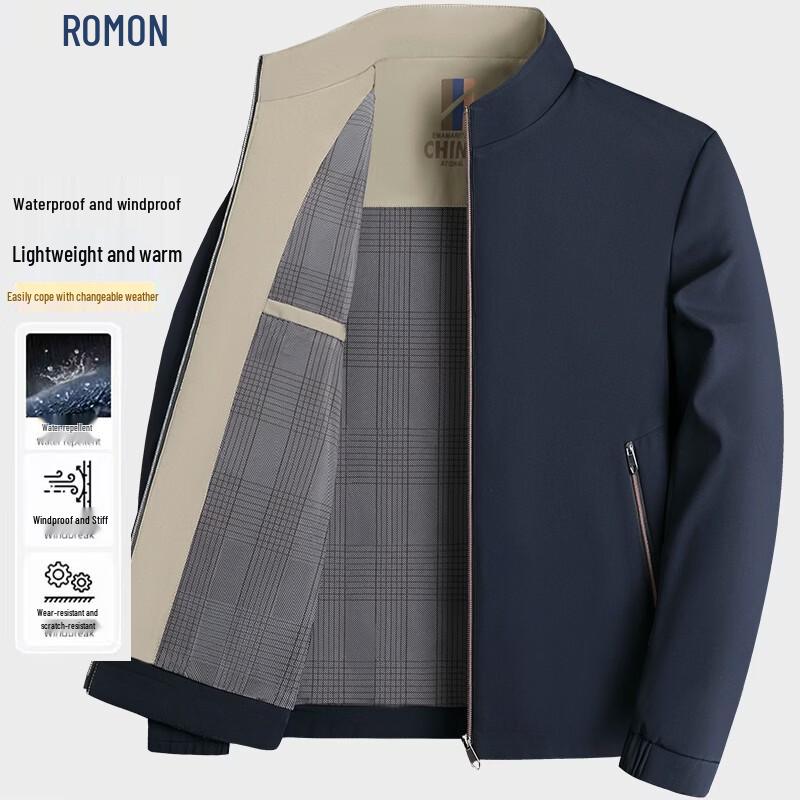 ROMON Men's Business Casual Stand Collar Jacket