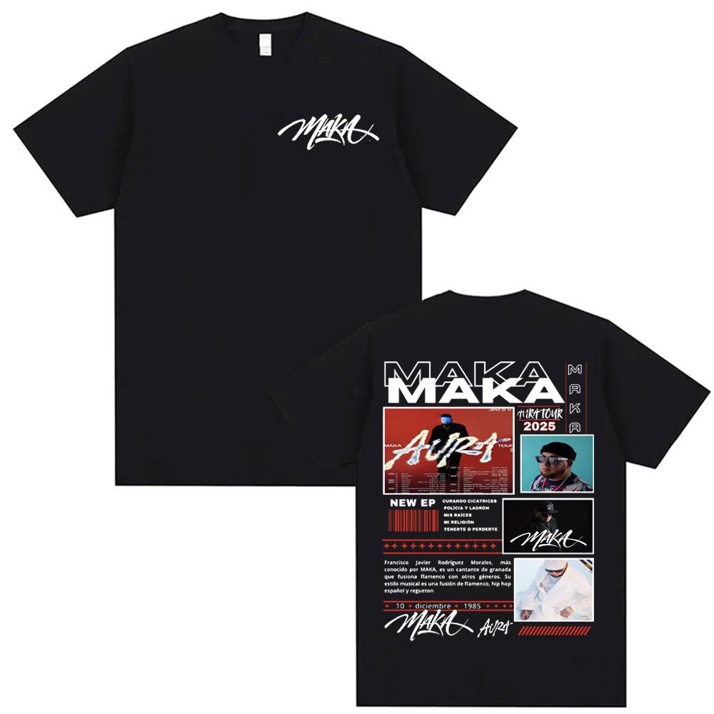 Rapper Maka Aura Tour Album 2025 T Shirts for Unisex Women Vintage Style Harajuku Street Tshirt Casual High Quality Cotton T Shirt