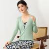Cardigan à col en V en mélange de soie de mûrier à maille fine pour femme