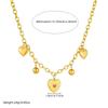 Gold Plated Chunky Rolo Chain Multi Heart Pendant Necklace
