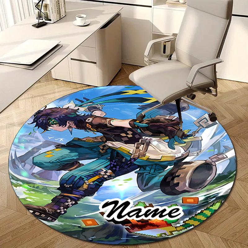 Personalized Genshin Impact Round Chair Office Rug - Perfect for Mat, Office Chair & More - Ideal Gift for Birthdays and Holidays