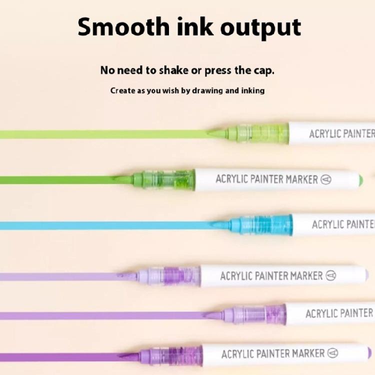 9 Color Acrylic Paint Pen with Brush Tip Liquid Acrylic Paint Marker Pen for Journaling Painting Coloring Card Making