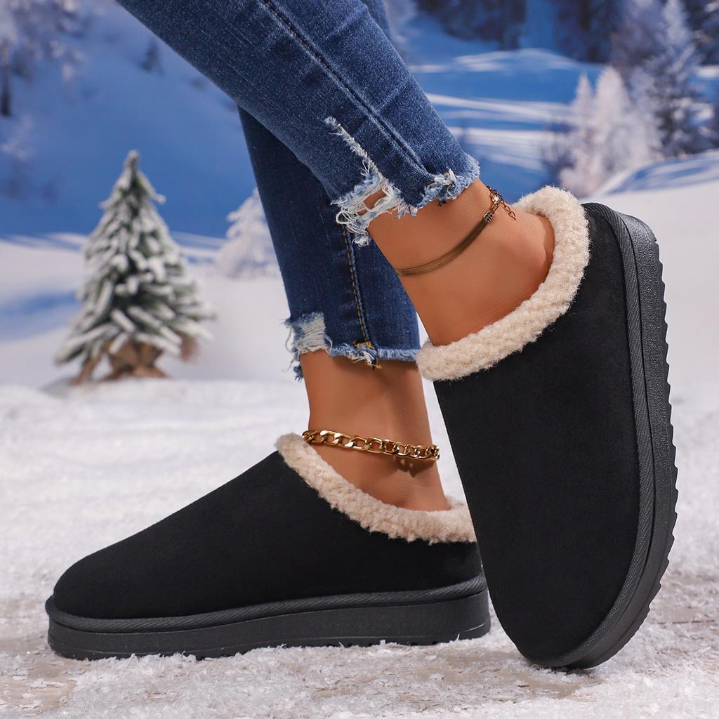 Fashion Winter 2025 Warm Fluffy Woman Slippers Non Slip Thick Plush Clogs Women Casual Platform House Shoes Slides size 36- 44