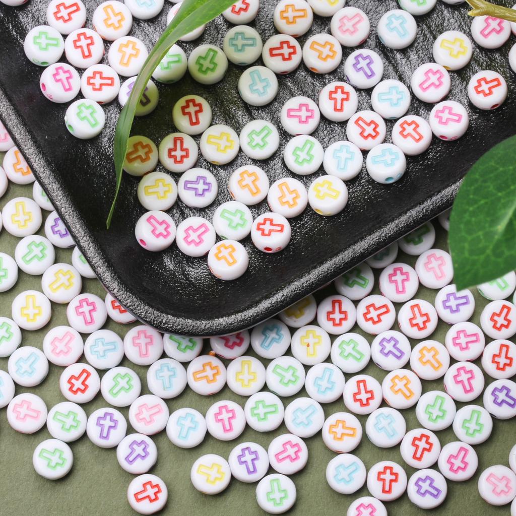 Home Party Supplies Keychain Fashion DIY Materials Bracelet Jewelry Making Necklace 80Pcs Spacer Acrylic Flat Round Loose Beads Phone Chain 6.5mm