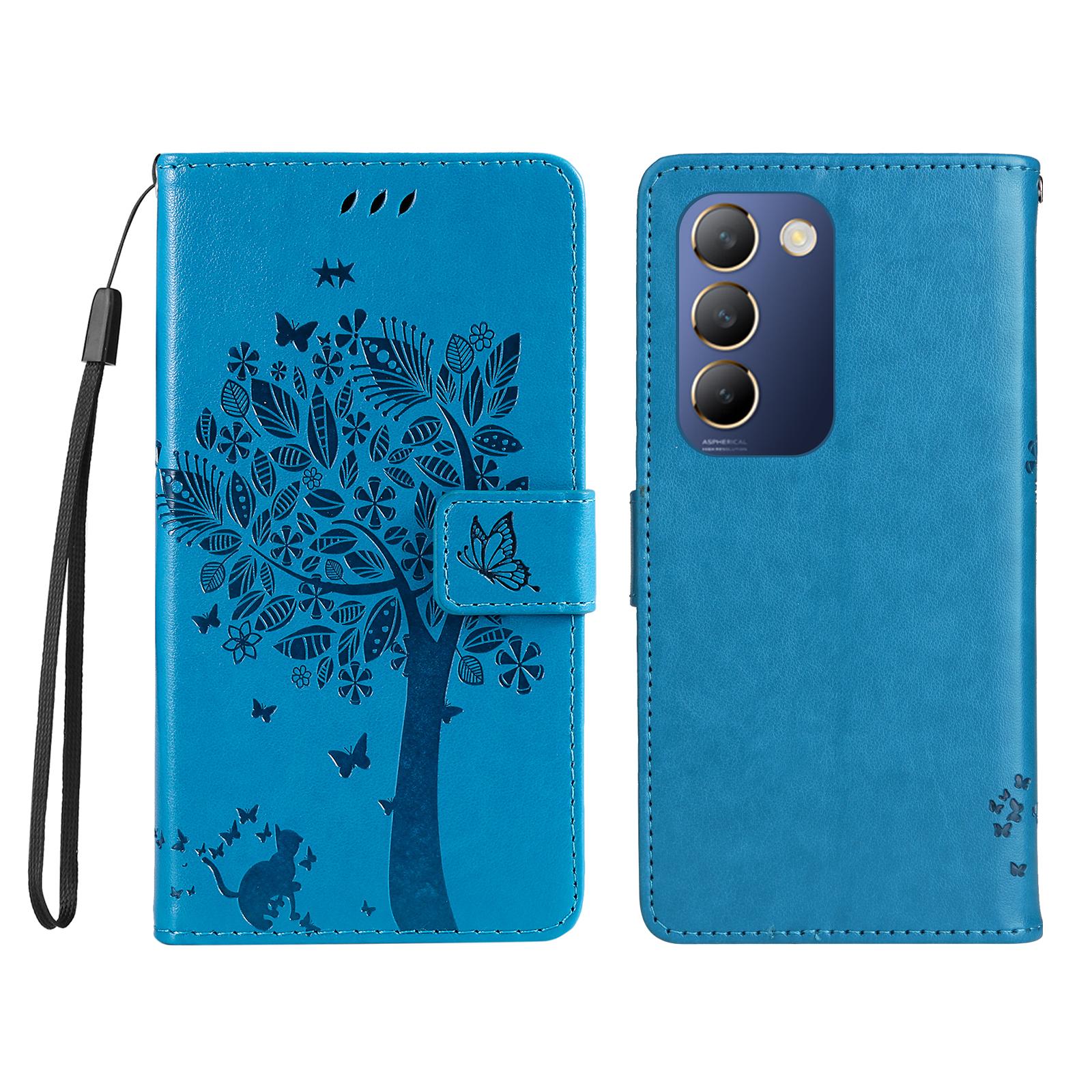 

Для vivo V40 SE 5G/Y100 5G (Индонезия)/Y200e 5G/V30 Lite 5G (Индия) Чехол Кожаный Чехол-кошелек для телефона Blue