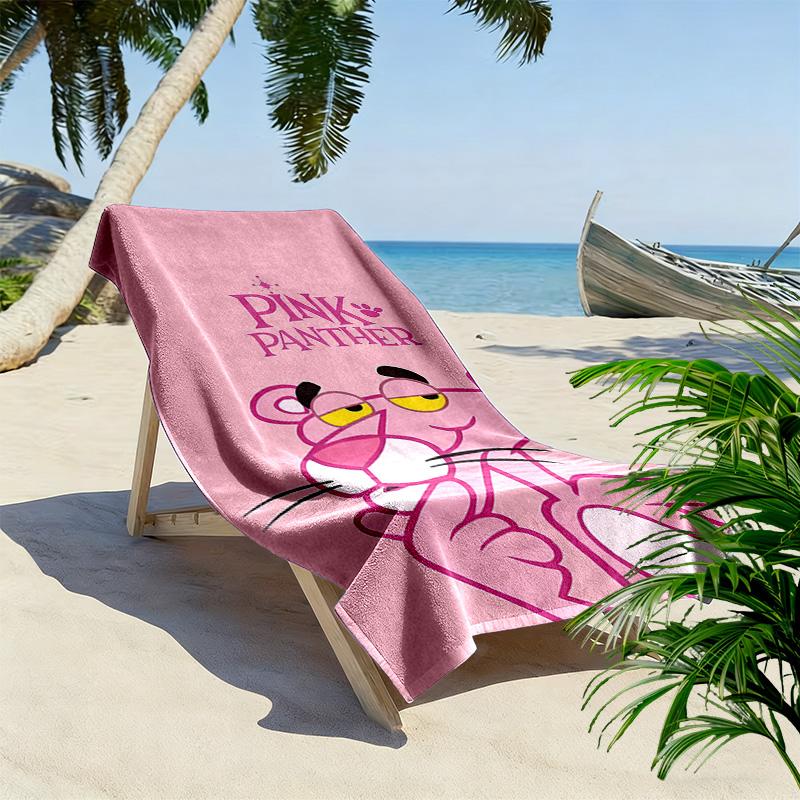 Pink Panther Print Beach Towel, Large Soft Quick Dry Towel for Beach Camping Swimming